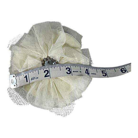 Vintage Headband and Hair Clip Set Ivory White with Silver One Size - Picture 5 of 10